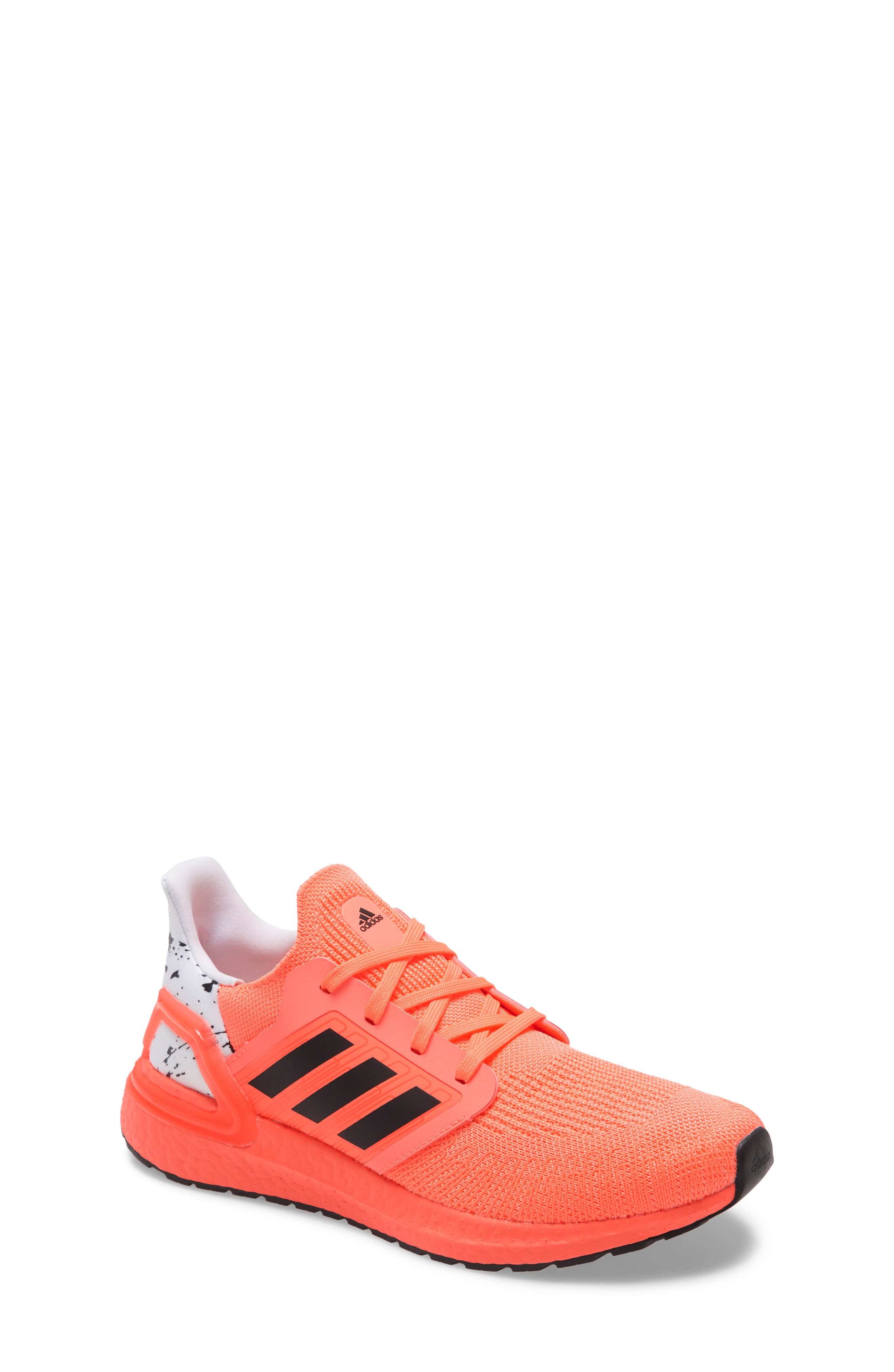 Kids' UltraBoost 20 J Running Shoe, Main, color, SIGNAL CORAL/ BLACK/ WHITE
