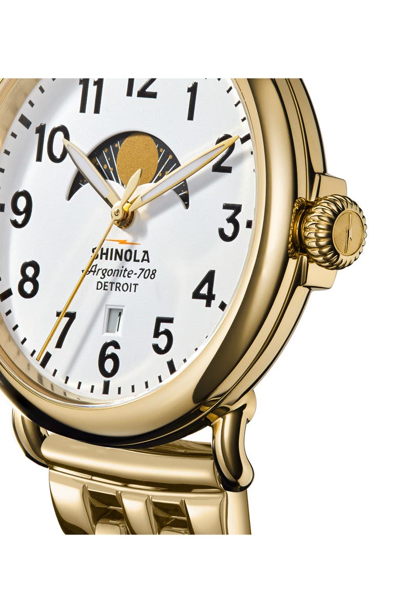 Shinola The Runwell Moon Phase Bracelet Watch, 41mm, Alternate, color, White