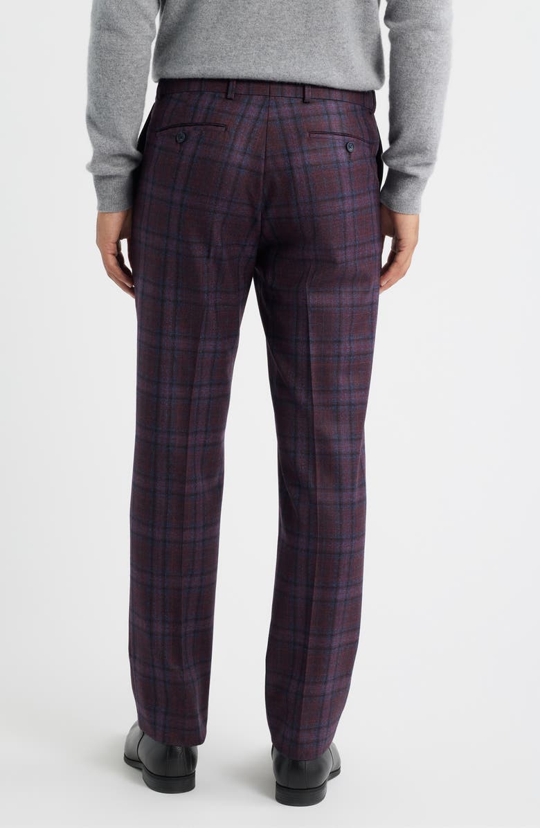 Berle Windowpane Check Merino Wool Dress Pants, Alternate, color, Burgundy