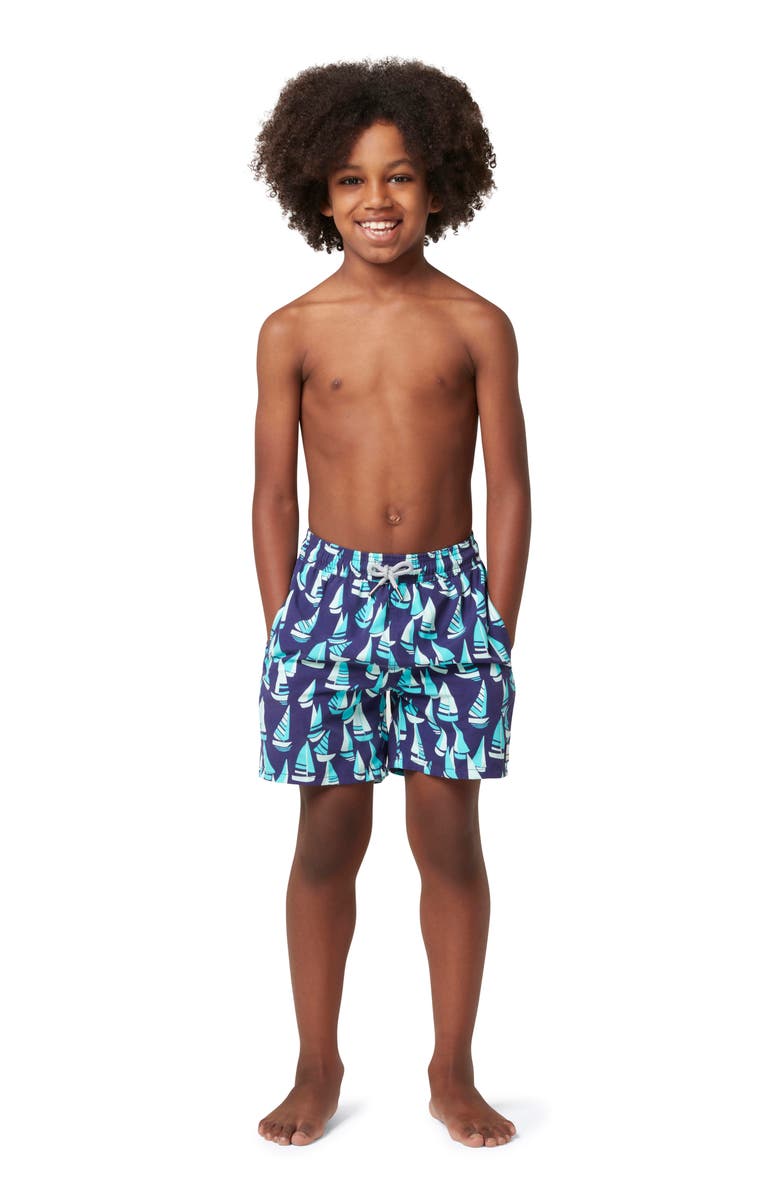 Tom & Teddy Kids' Boat Print Swim Trunks, Alternate, color, 