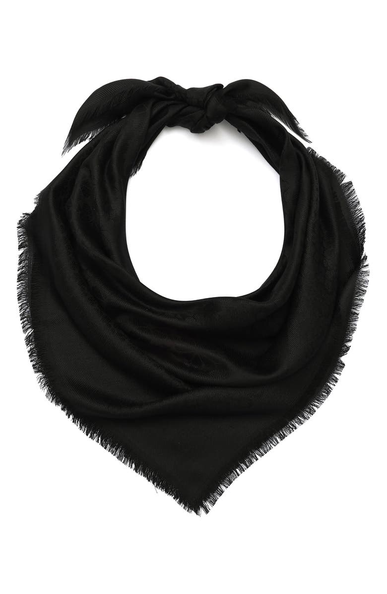 Kate Spade New York yarn-dye floral square scarf, Main, color, Black