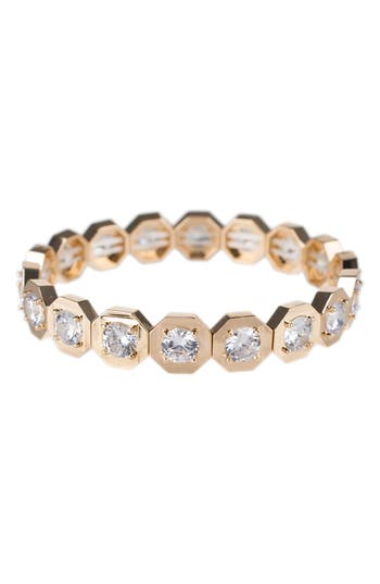 Cz By Kenneth Jay Lane Hexagon Cubic Zirconia Stretch Bracelet In Gold