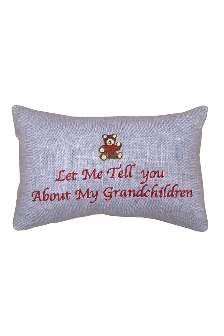Let Me Tell You About My Grandchildren Embroidered Accent Throw Pillow, 6" x 9", Main, color, Blue