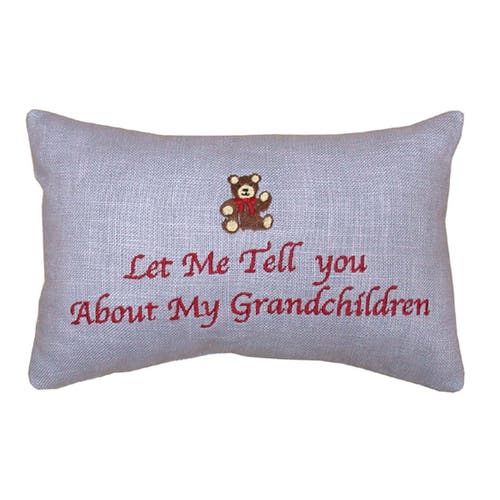 C & F Home C&f Home Let Me Tell You About My Grandchildren Embroidered Accent Throw Pillow, 6" X 9" In Blue