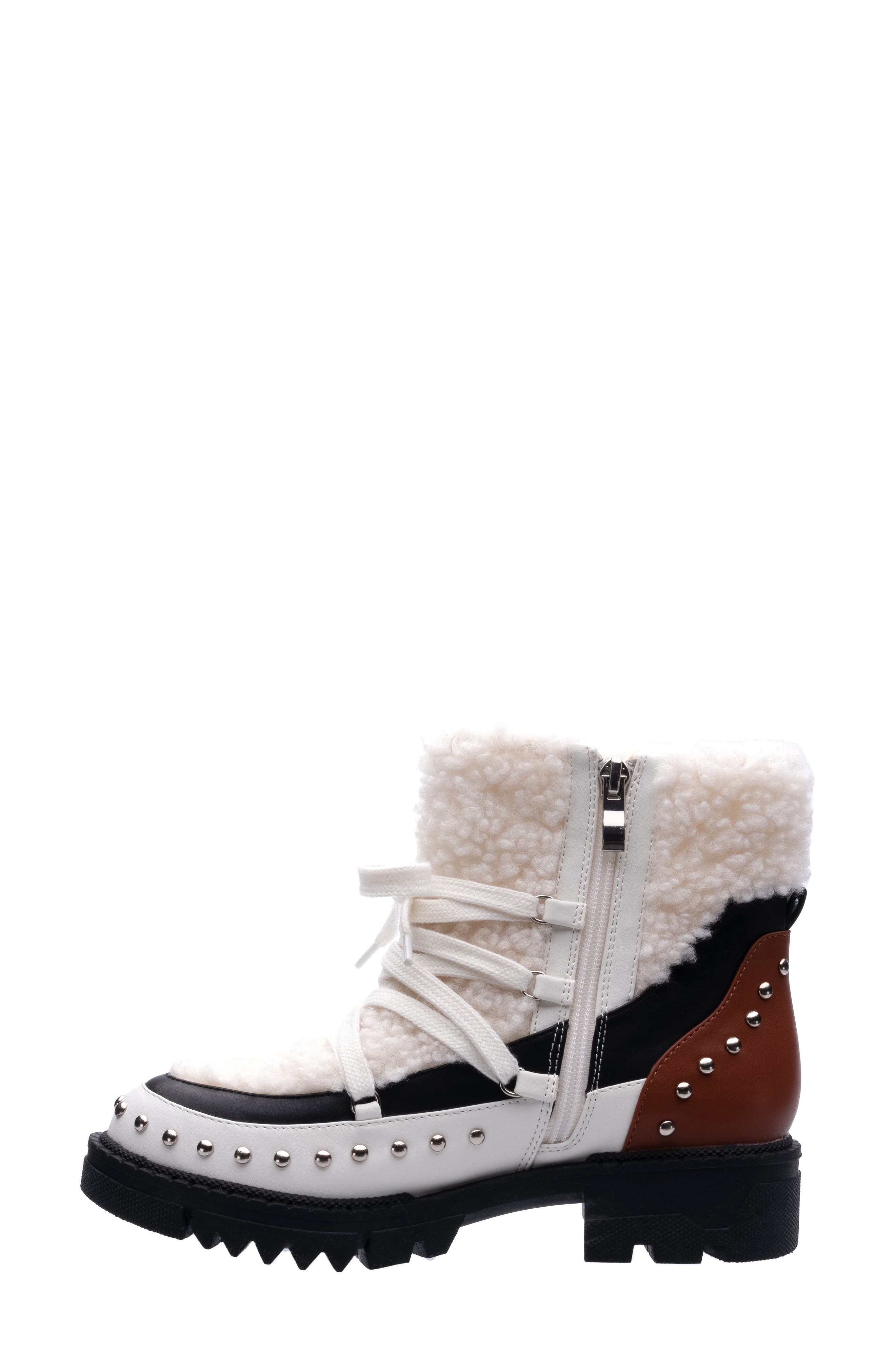 NINETY UNION Snowball Faux Shearling Lug Sole Bootie, Alternate, color, 