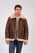 FURNIQ UK Rupert Textured Leather Shearling Aviator Jacket