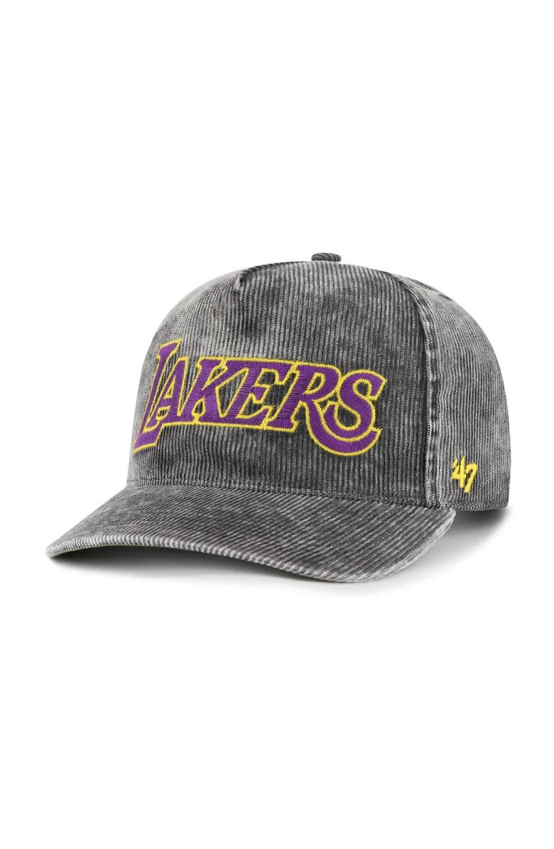 '47 Men's '47  Charcoal Los Angeles Lakers Reclaim Snow Wash Corduroy Adjustable Hitch Hat, Main, color, Charcoal