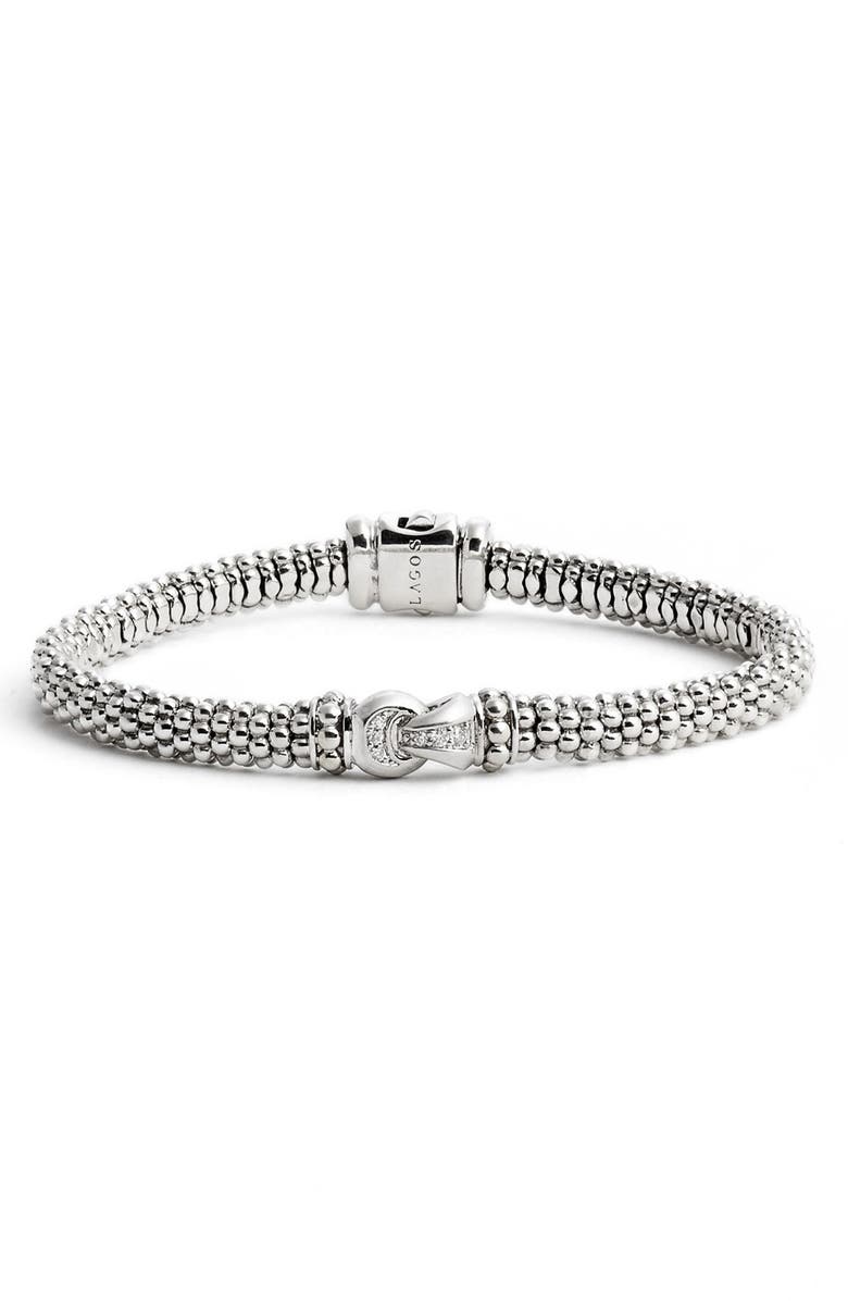 LAGOS Diamond & Caviar Rope Bracelet, Main, color, Silver
