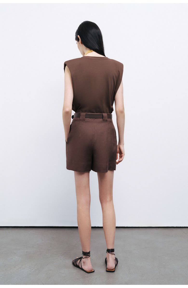 Nocturne Belted Linen Mini Shorts, Alternate, color, 