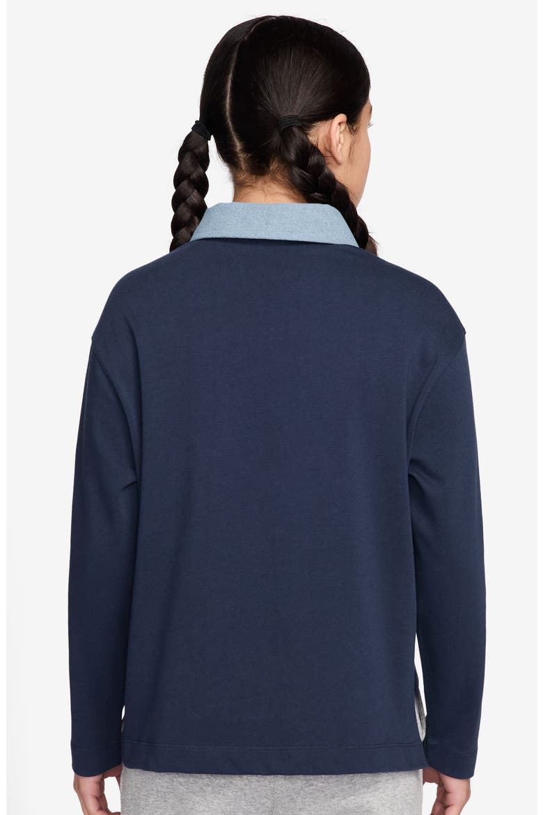 Kids' Sportswear Long Sleeve Cotton Half Zip Polo, Alternate, color, MIDNIGHT NAVY/ MIDNIGHT NAVY