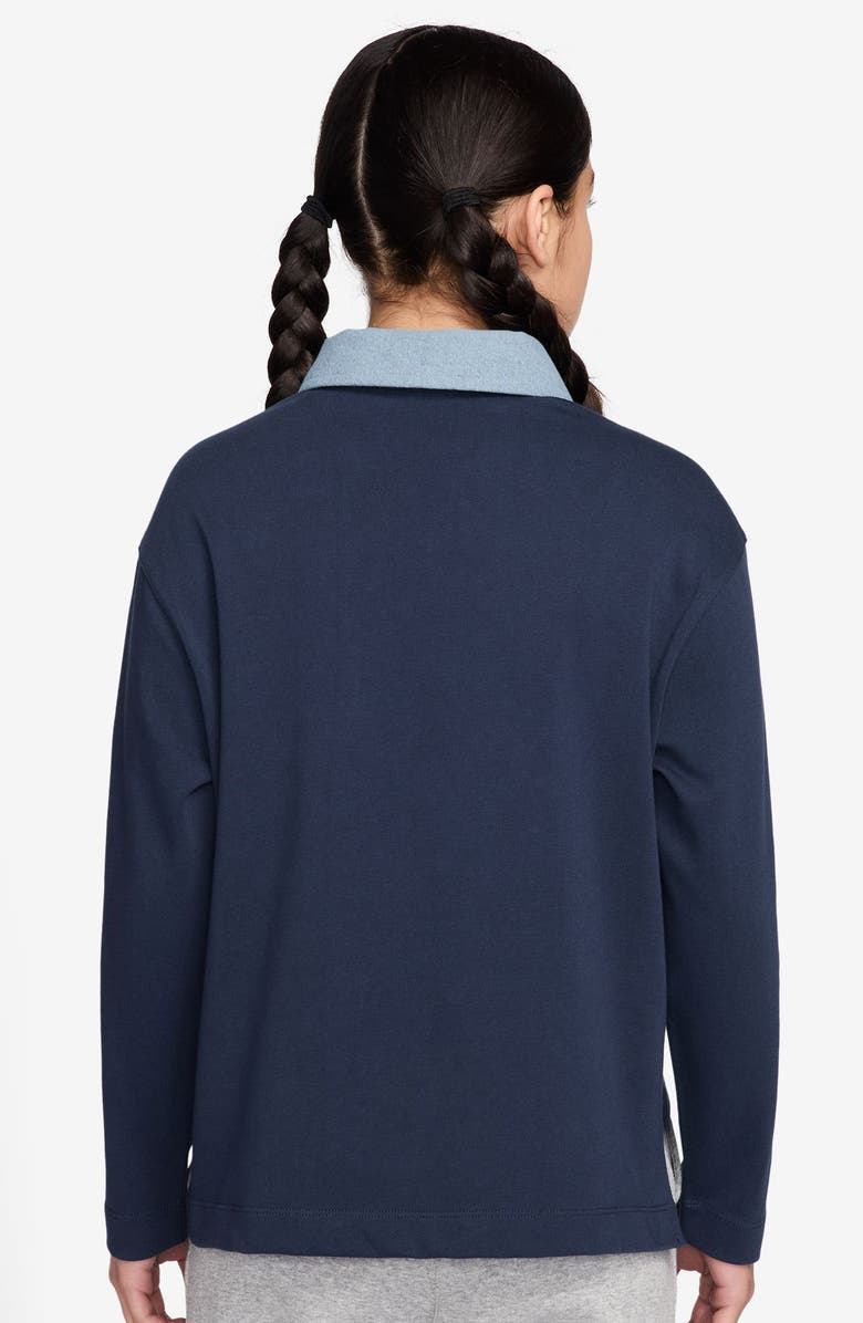 Nike Kids
 Sportswear Long Sleeve Cotton Half Zip Polo, Alternate, color, Midnight Navy/ Midnight Navy