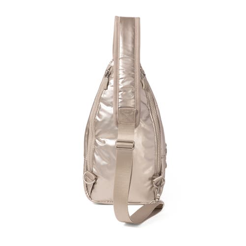Baggallini Central Park Sling Bag In Platinum Ecopuff