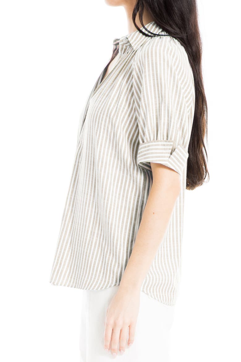 Stripe Short Sleeve Blouse, Alternate, color, TAUPE/ BLACK FRAMED STRIPE