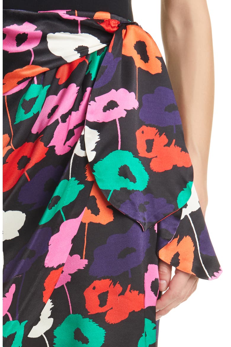 Liza Poppy Print Wrap Skirt, Alternate, color, BLACK MULTI