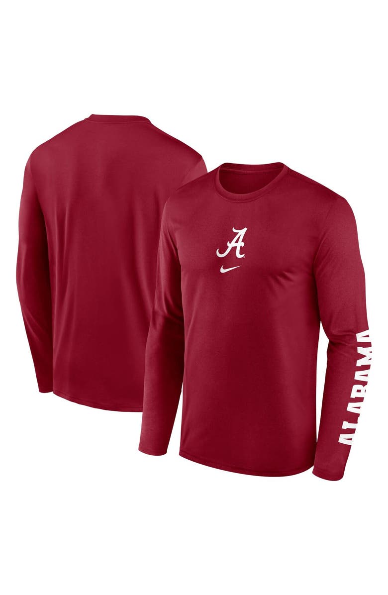 Nike Men's Nike Crimson Alabama Crimson Tide Primetime Center Lockup Two-Hit Legend Long Sleeve T-Shirt, Main, color, Crimson