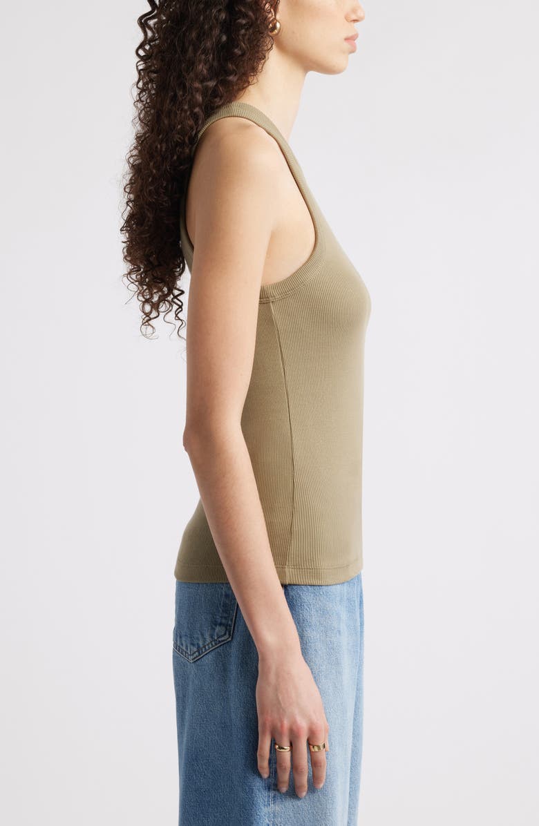 Nordstrom Everyday Cotton Rib Tank, Alternate, color, Olive Covert