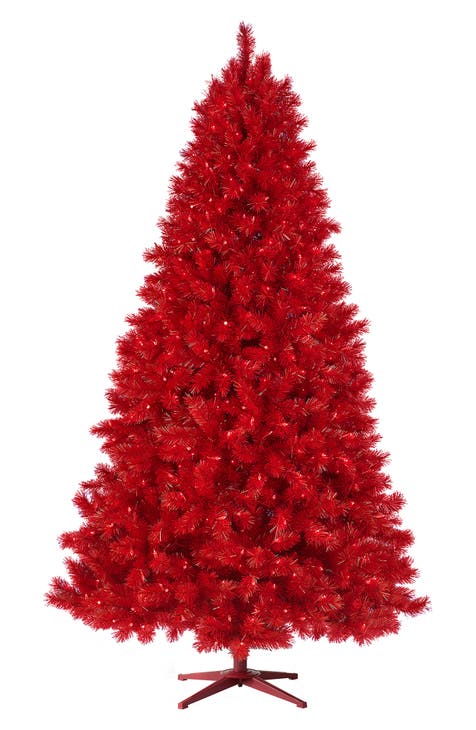 Artificial Pre-Lit Lipstick Red Tree