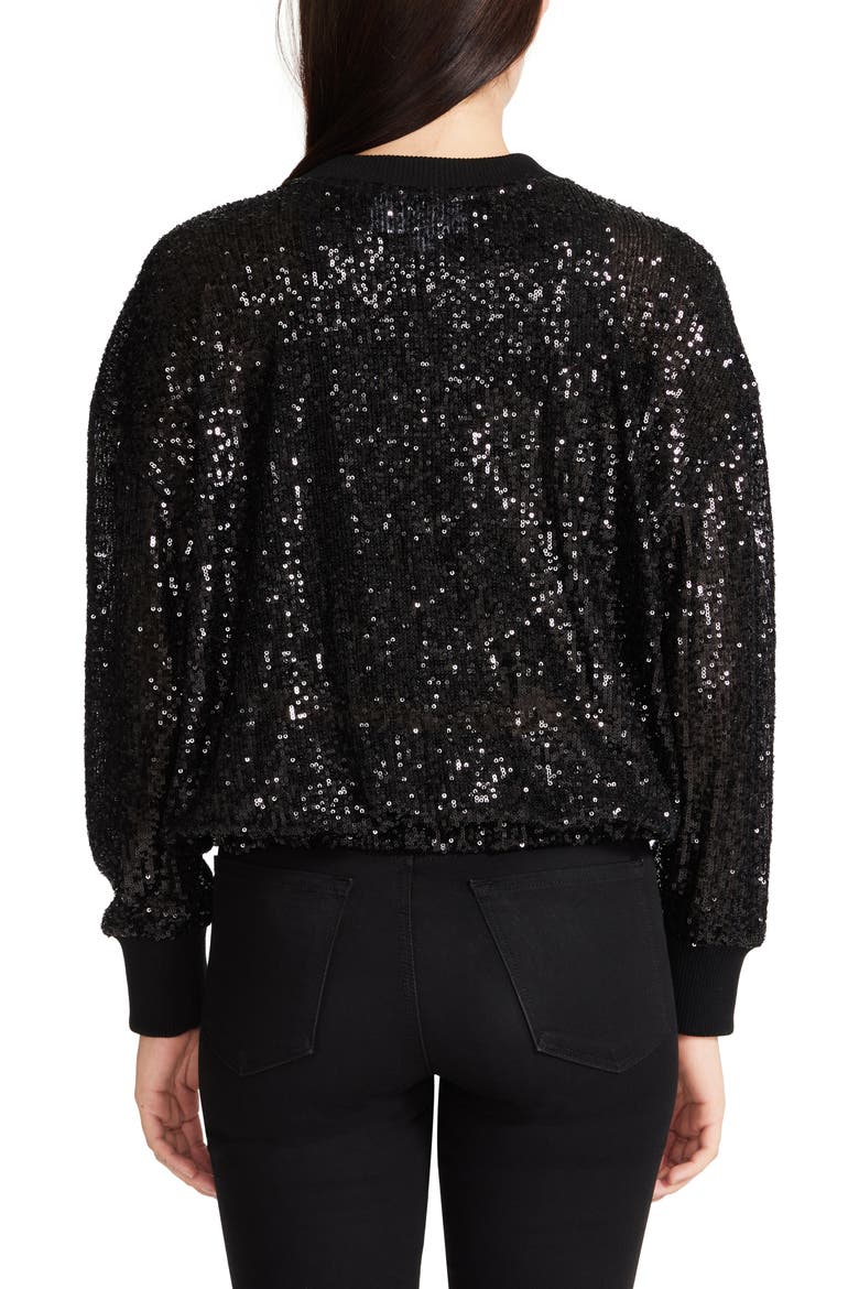 BB DAKOTA BY STEVE MADDEN Sequin Dolman Sleeve Zip Jacket, Alternate, color, BLACK SEQUIN