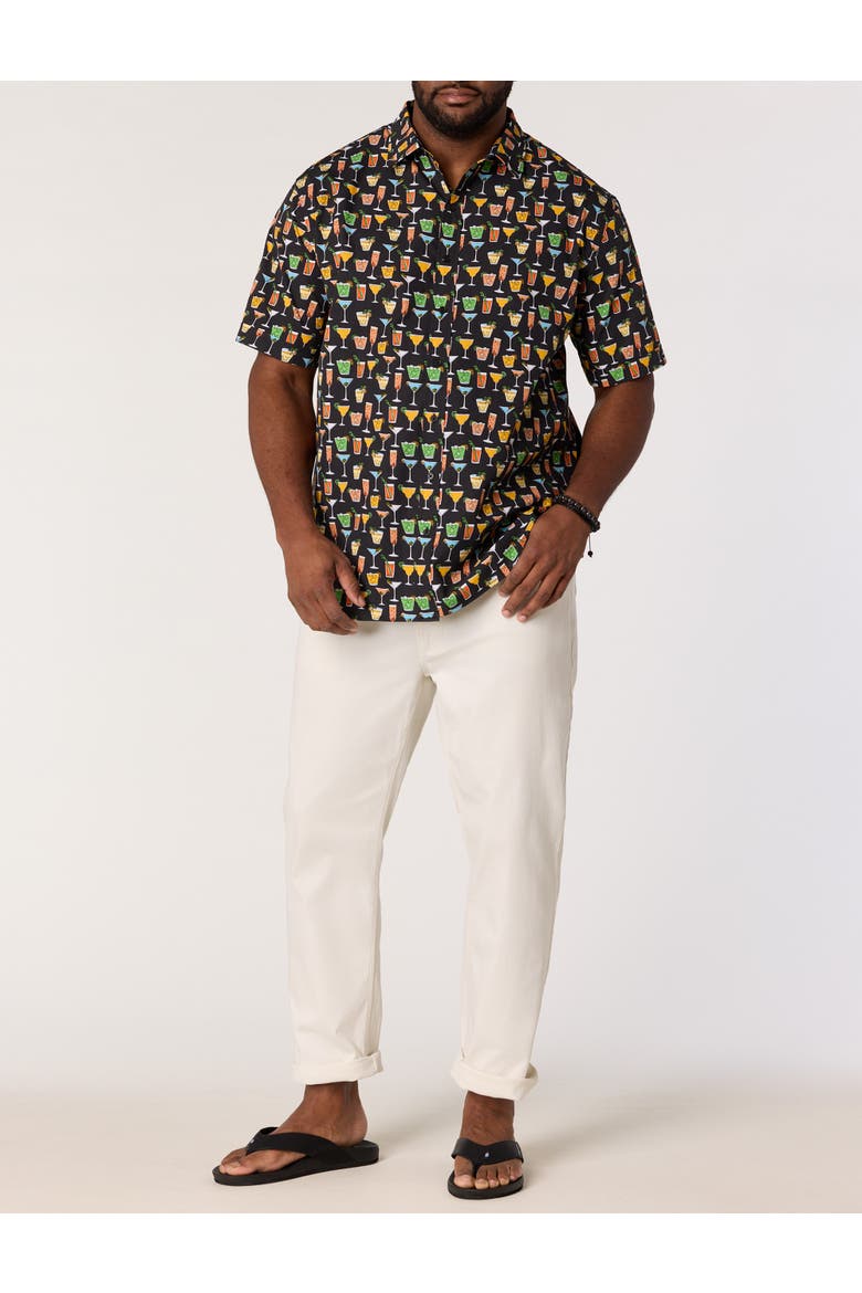 Big & Tall Multi Drink Patterned Sport Shirt, Alternate, color, BLACK
