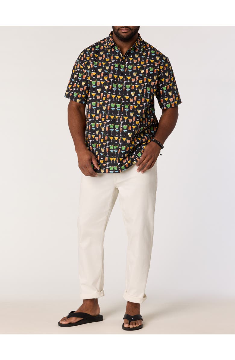 Synrgy by DXL Big & Tall Multi Drink Patterned Sport Shirt, Alternate, color, Black