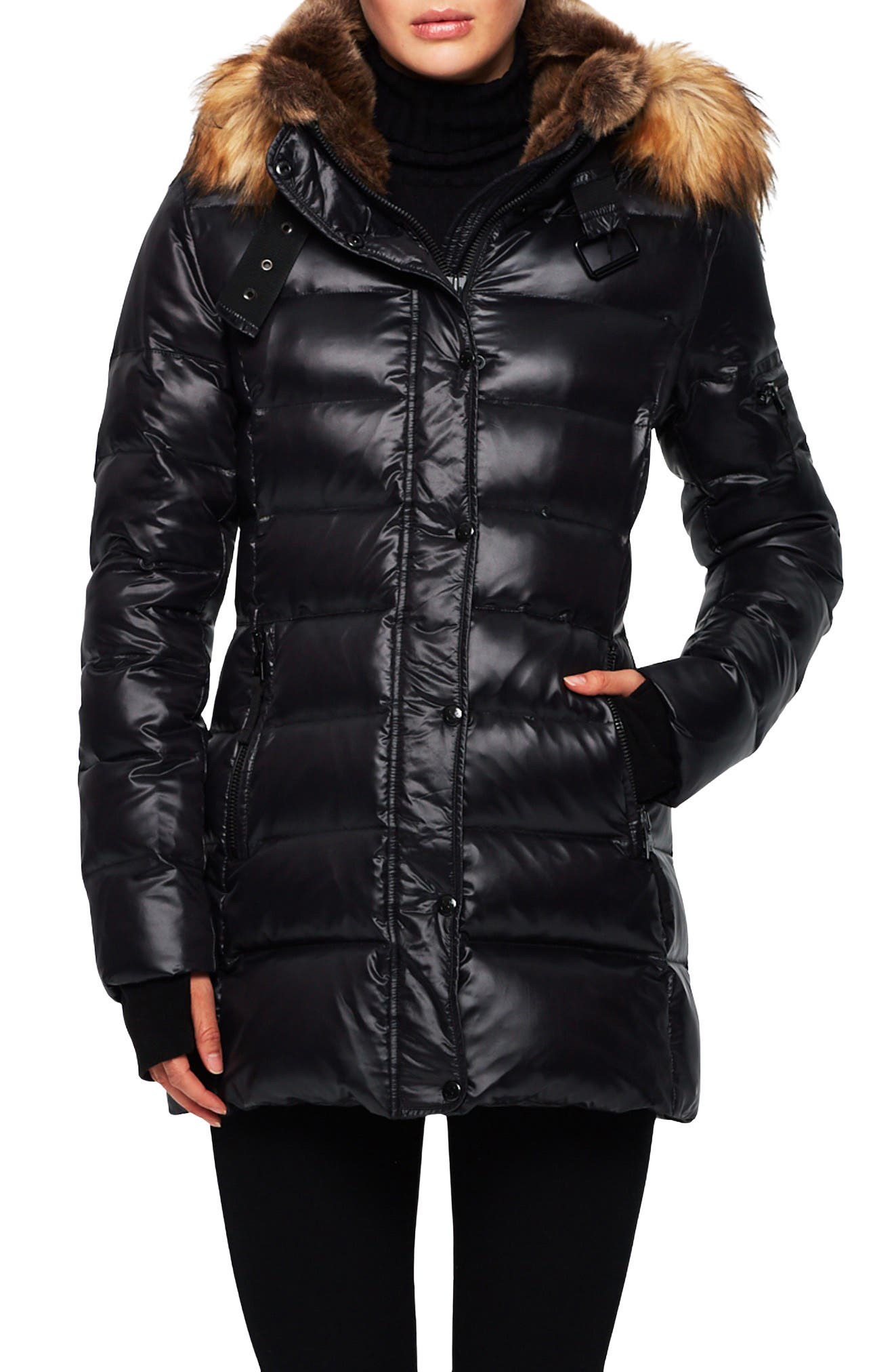 Chelsea Water Repellent Puffer Coat with Faux Fur Trim