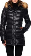 S13 Chelsea Water Repellent Puffer Coat with Faux Fur Trim