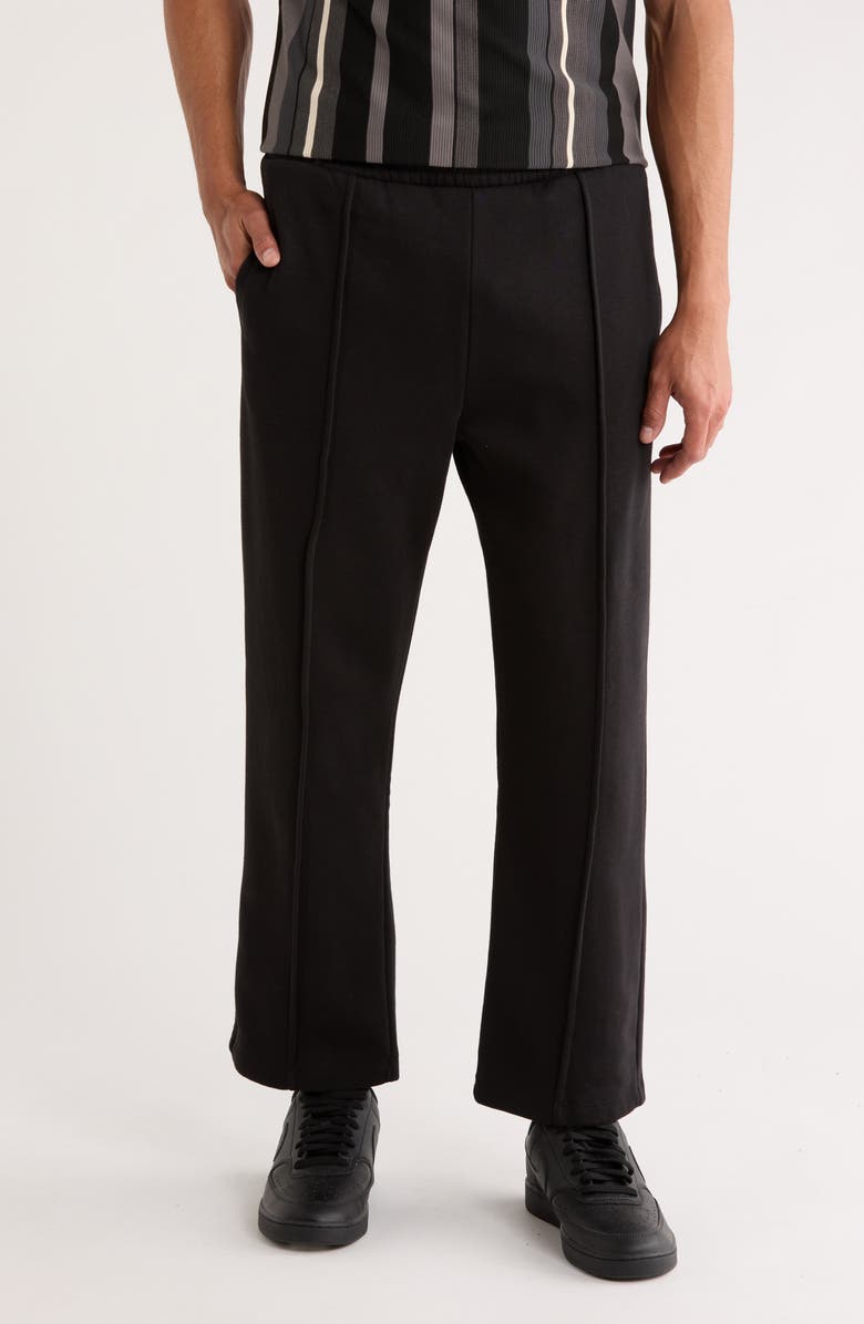 DENIM AND FLOWER Relaxed Fit Front Seam Knit Pants, Main, color, Black