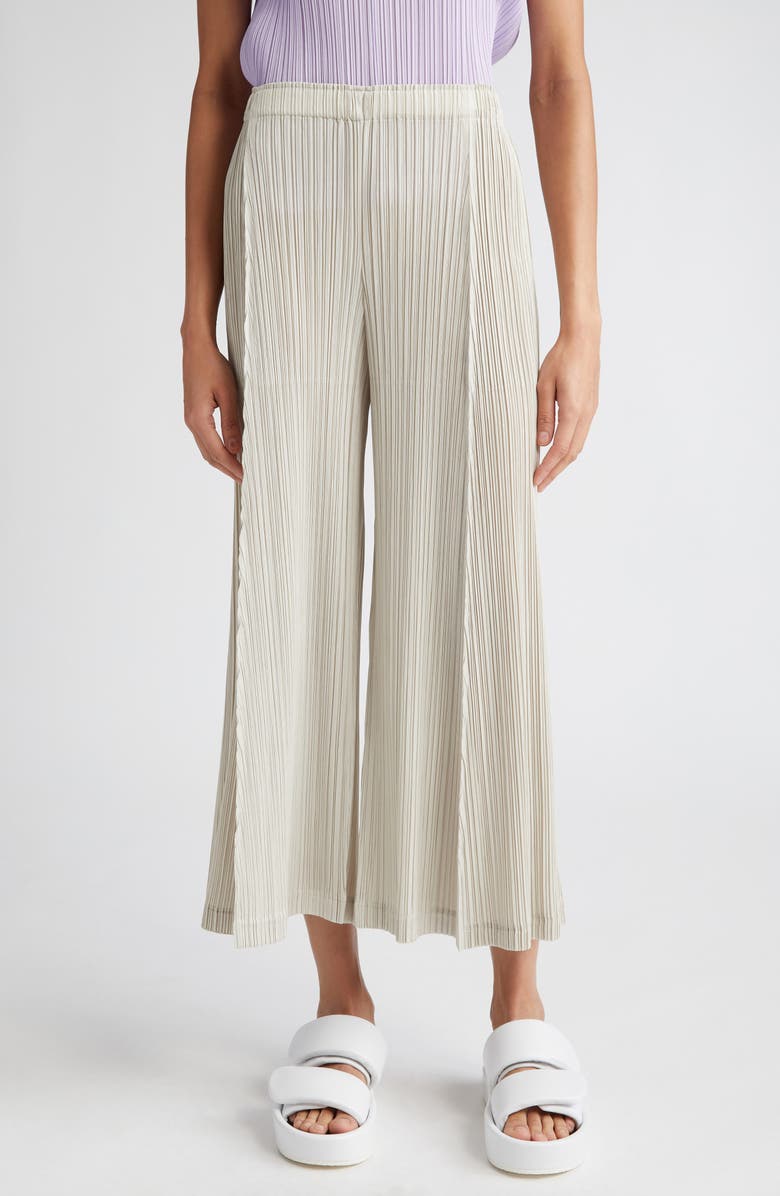 Pleats Please Issey Miyake Thicker Bottoms 2 Pleated Wide Leg Crop Pants, Main, color, 