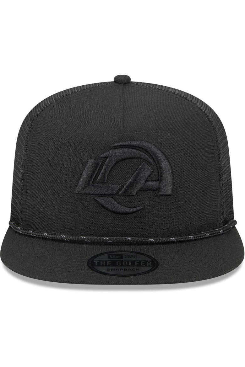 Men's New Era Black Los Angeles Rams Illumination Golfer Snapback Trucker Hat, Alternate, color, Black