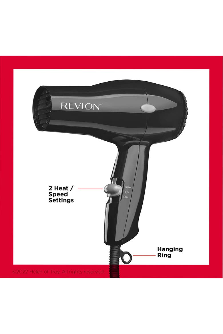 The Essential Compact Hair Dryer with 2 Heat Settings, Alternate, color, Black