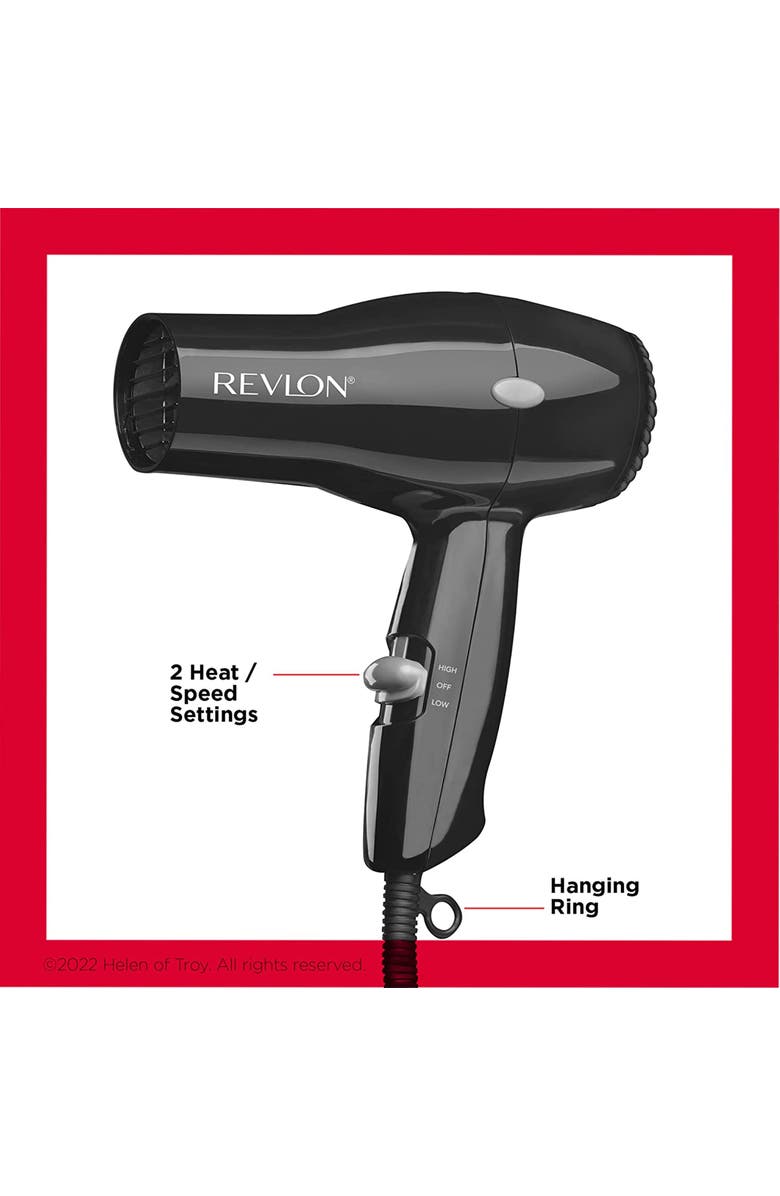 REVLON The Essential Compact Hair Dryer with 2 Heat Settings, Alternate, color, Black
