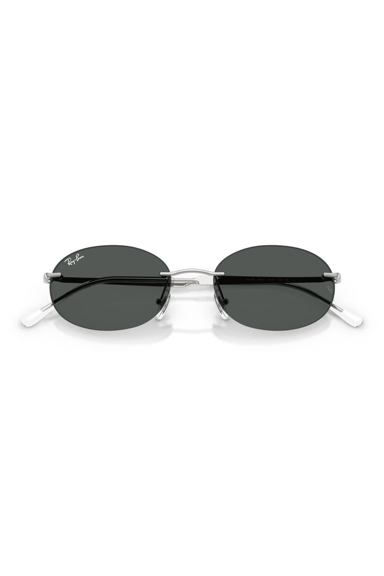 54mm Rimless Oval Sunglasses, Alternate, color, SILVER / DARK GREY