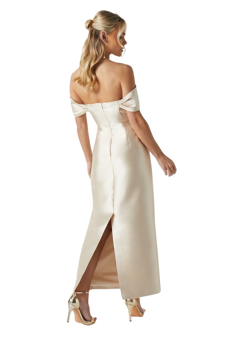 Petite Column Midi Bridesmaid Dress, Alternate, color, Champagne