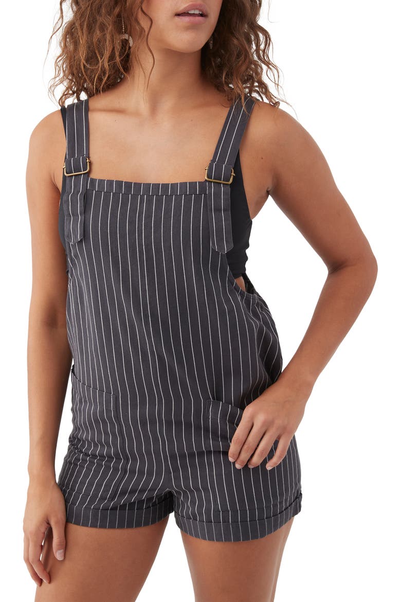 Summerlin Stripe Cotton Short Overalls, Alternate, color, PERISCOPE