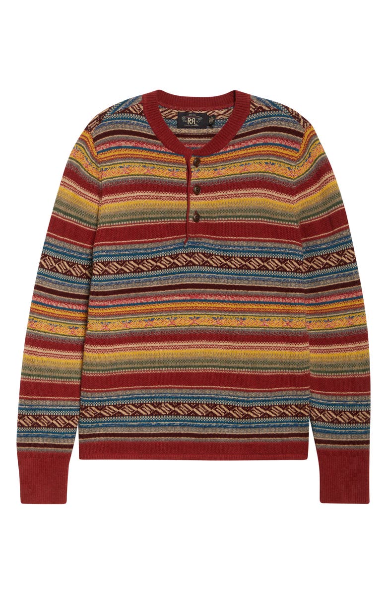 Double RL Stripe Wool Blend Henley Sweater, Alternate, color, Red Blue Multi