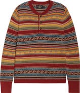 Double RL Stripe Wool Blend Henley Sweater
