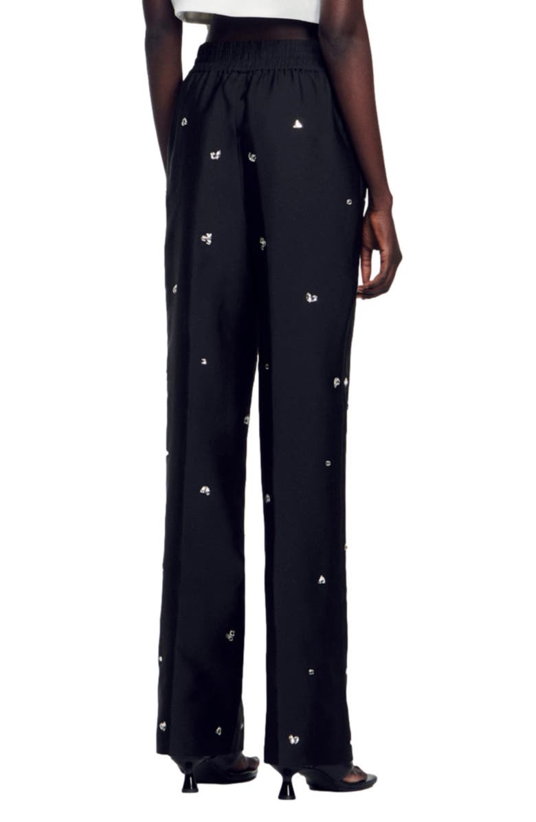 SANDRO Wayne Crystal Stud Straight Leg Pants, Alternate, color, 