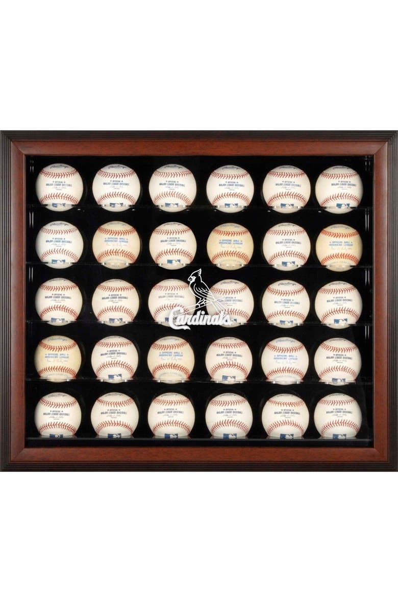 FANATICS AUTHENTIC St. Louis Cardinals Logo Brown Framed 30-Ball Display Case, Main, color,