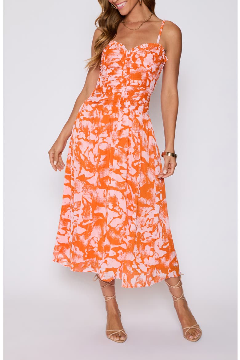 Esperanza Ruched Maxi Sundress (Nordstrom Exclusive), Main, color, ORANGE/ BLUSH