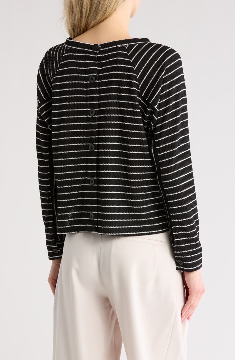 Adrianna Papell Stripe Long Sleeve Textured Knit Top, Alternate, color,