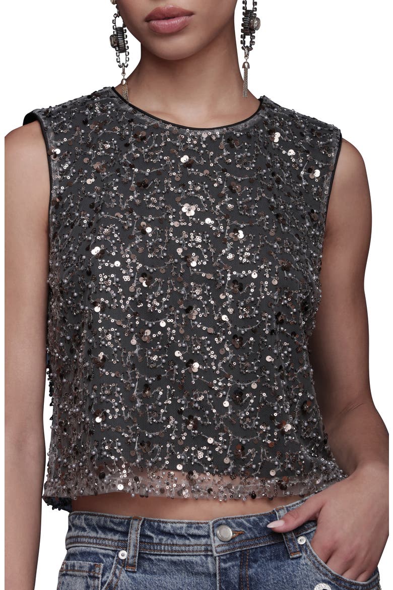 Sequin Mesh Tank, Alternate, color, BLACK - GREY MESH