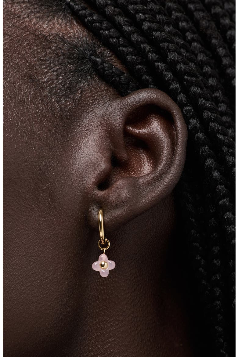 Liora Rose Quartz Drop Hoop Earrings, Alternate, color, GOLD / PINK