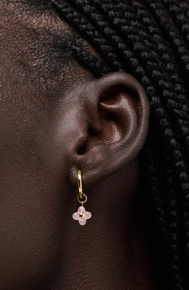 Ana Luisa Liora Rose Quartz Drop Hoop Earrings, Alternate, color, Gold / Pink