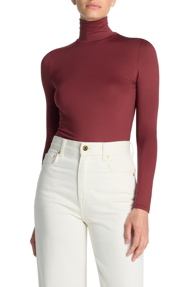 Nuda Jersey Turtleneck Top, Main, color, CRANBERRY