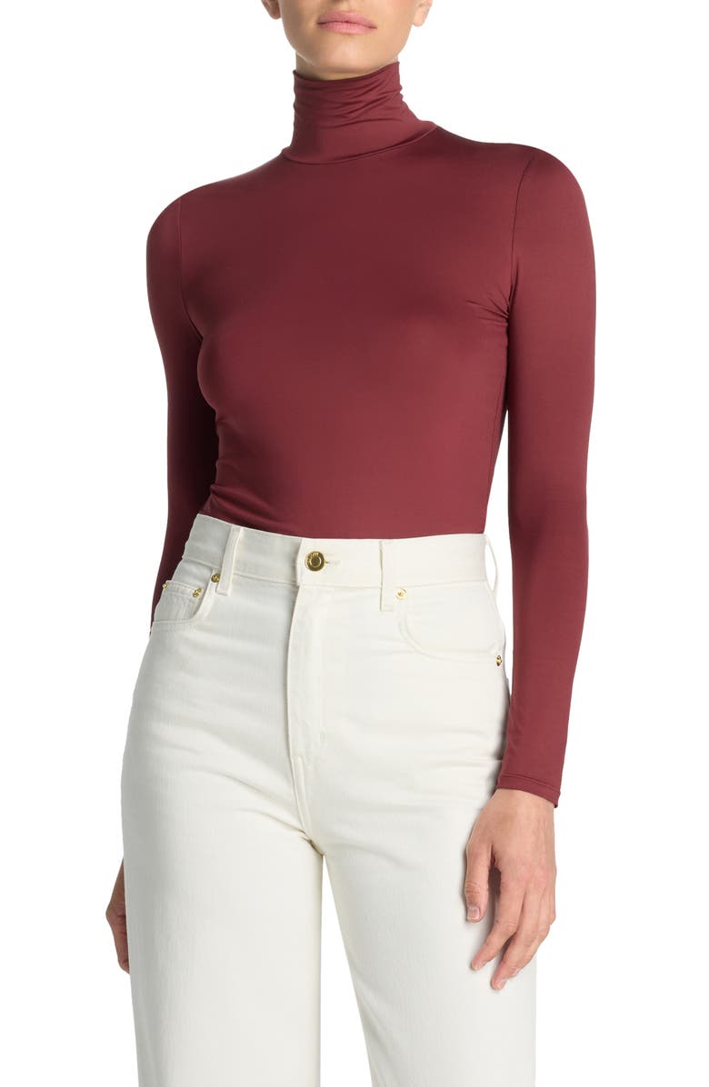 St. John Collection Nuda Jersey Turtleneck Top, Main, color,