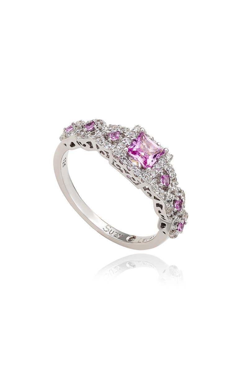 SUZY LEVIAN DIAMONDS Pink & White Sapphire Bridal Ring, Alternate, color, Pink