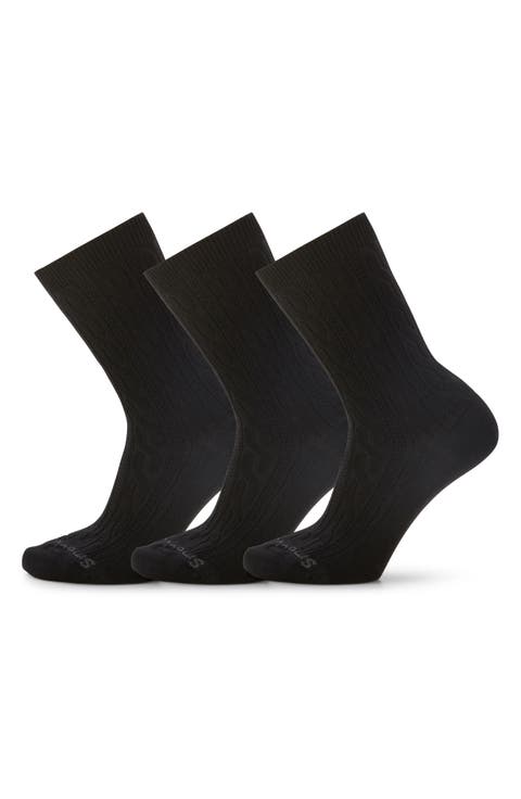 Everyday 3-Pack Wool Blend Cable Crew Socks