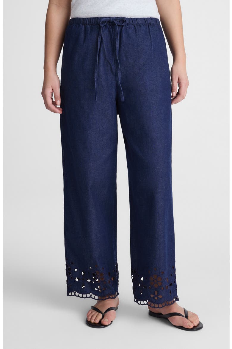 Eyelet Denim Pull-On Pants, Alternate, color, MARFIELD WASH