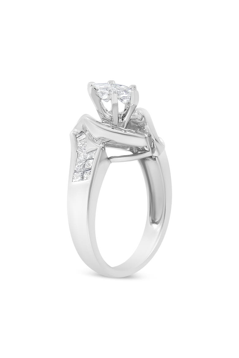 14K White Gold 1 1/4 Cttw Pie, Baguette and Princess cut Diamond Marquise Shape Engagement Cocktail Ring, Alternate, color, White Gold