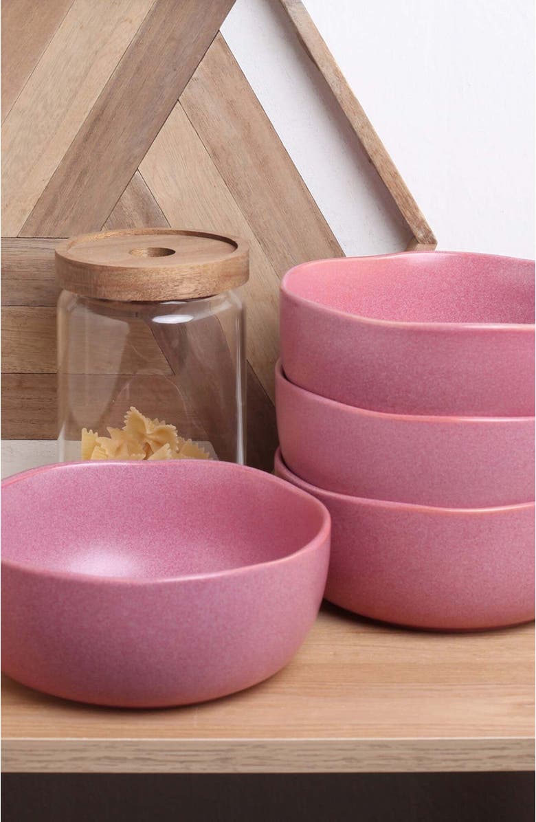 Stone Lain Tom Stoneware 16-Piece Dinnerware Set, Alternate, color, Pink White